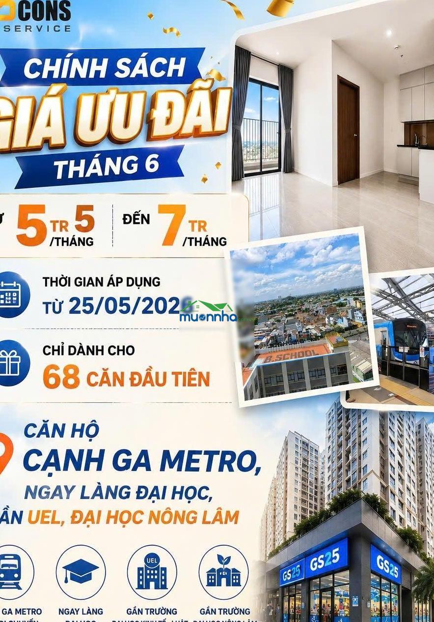 Căn hộ 2pn2wc gần đh kinh tế luật - nông lâm - đh cntt mặt tiền tttm