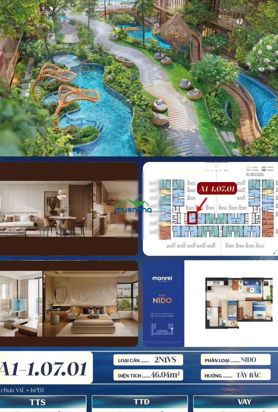 Bán căn hộ 2 phòng ngủ monrei saigon view nội khu siêu đẹp 0968 257 *** - 3