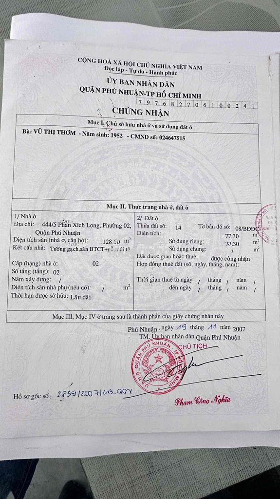 Bán nhà 444/5 phan xích long , 5,5 x 16 đất 93m công nhận 77m giá 11ty - 4