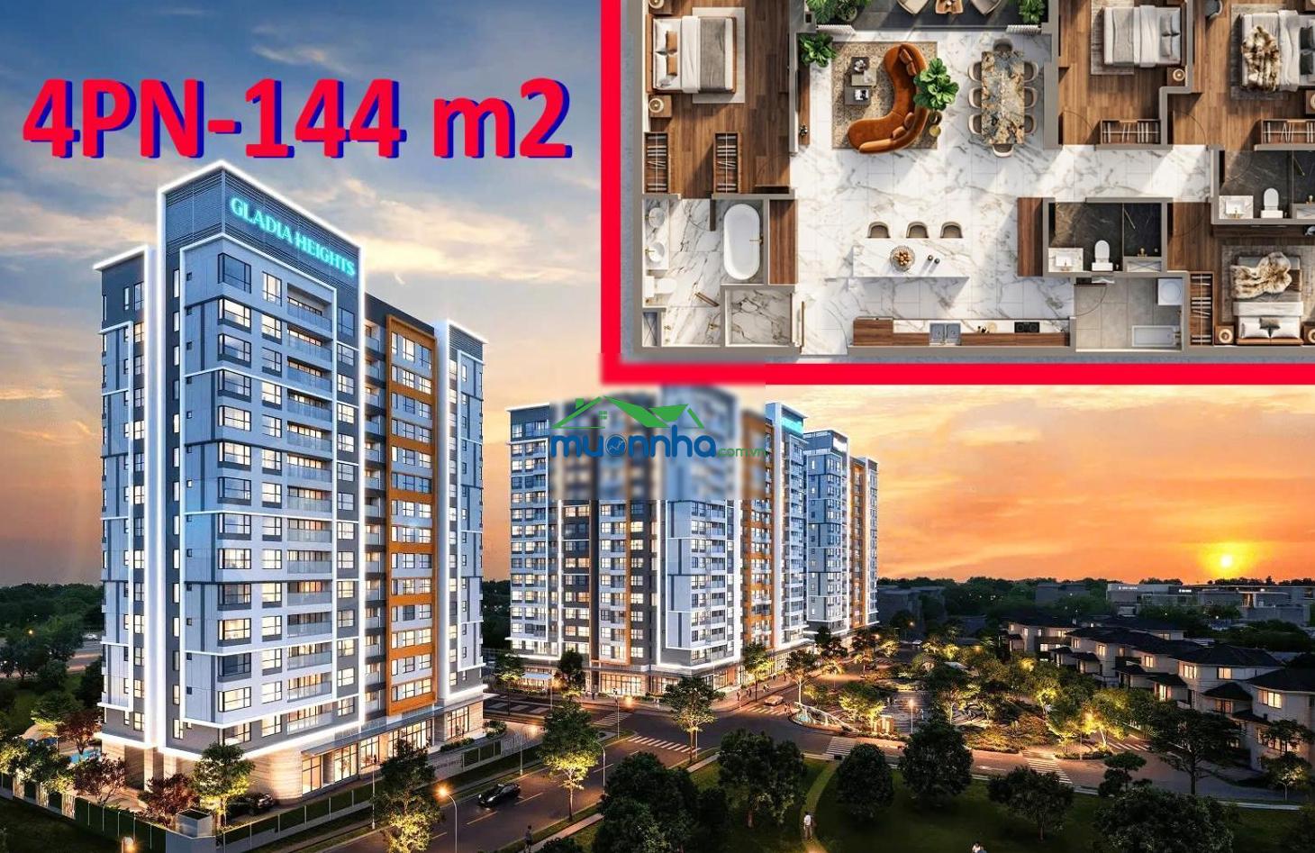 Bán căn hộ 4pn gladia heights quận2 -144m2 thiết kế song lập- hướng đn -kđt keppel land &khang điền - 4