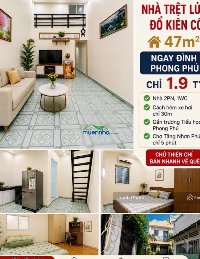 (1.9 tỷ) nhà trệt lửng đổ kiên cố - 47m2 - ngay đình phong phú - 2