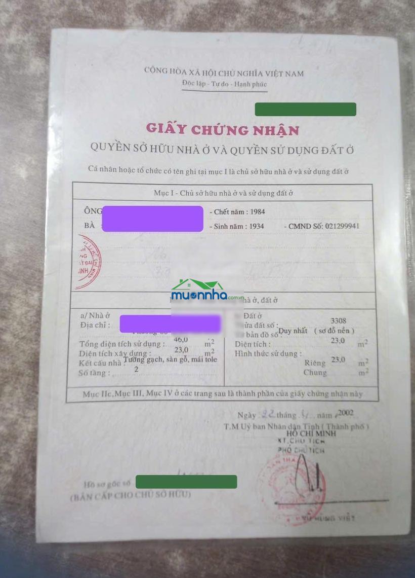 Chính chủ cần bán nhà tại 373/lý thường kiệt, phường 8, tân bình