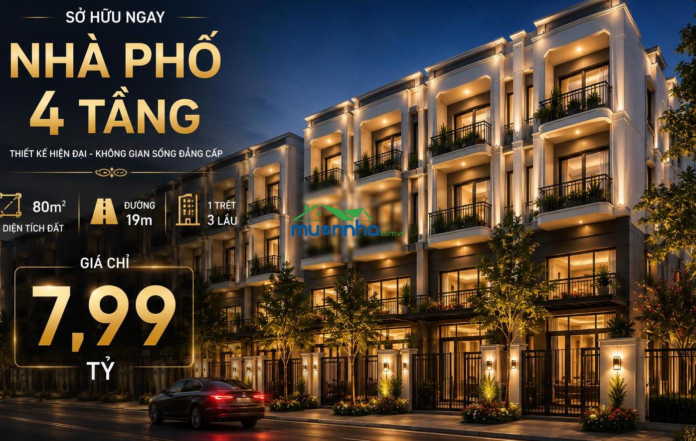 Nhà phố hiện đại 1 trệt 3 lầu - 80m2 - đường 19m - giá 7 tỷ 990 - 3