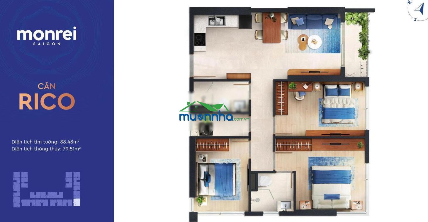 Căn 3pn 2wc dt 87m2, tầng đẹp, giá tốt, thanh toán 15% đến khi nhận nhà, htls 19t. lh 0938 656 *** - 3