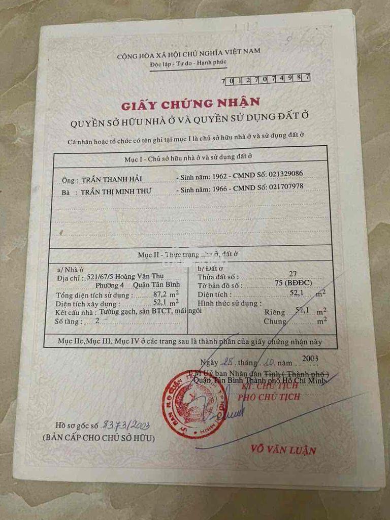 Bán nhà hoàng văn thụ , phường 4 tân bình - 3