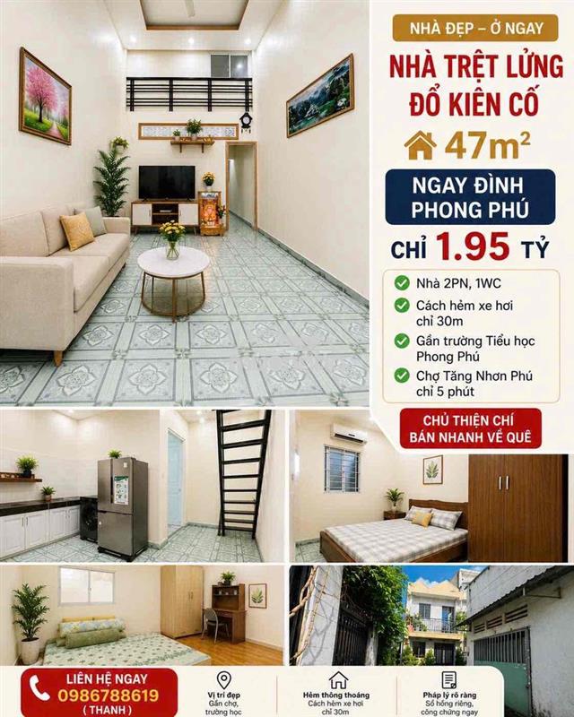 ⛔️Nhà trệt lửng đổ kiên cố - 47m2 - ngay đình phong phú - chỉ 1️⃣.9️⃣5️⃣ tỷ⛔️