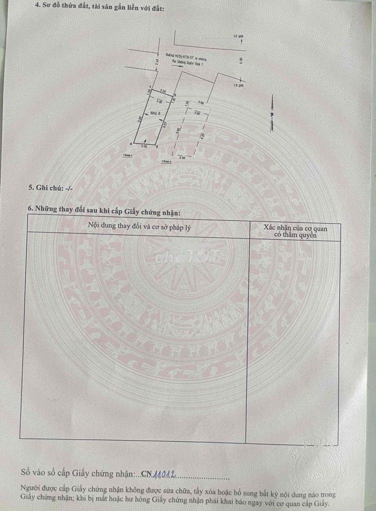 CHÍNH CHỦ BÁN NHÀ SHR, DT: 3X8, 1 LẦU, HẺM Ô TÔ,SÁT UBND XÃ XTĐ - 2