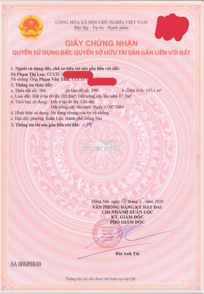 SIÊU PHẨM MẶT TIỀN *** TẠI PHƯỜNG XUÂN LỘC - TP. ĐỒNG NAI - 2
