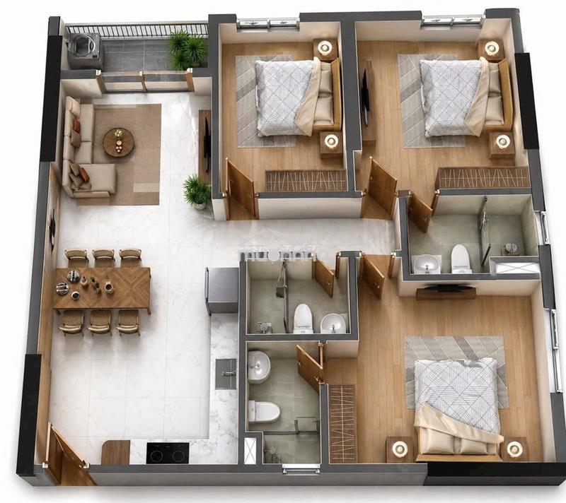 Ch 99m2 -3pn3wc cam kết 12 tháng giá thuê 15 triệu/tháng,ck 5,65%