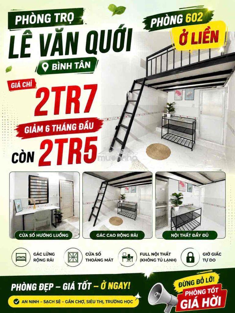 Cho thuê phòng gác lửng – lê văn quới, bình tân