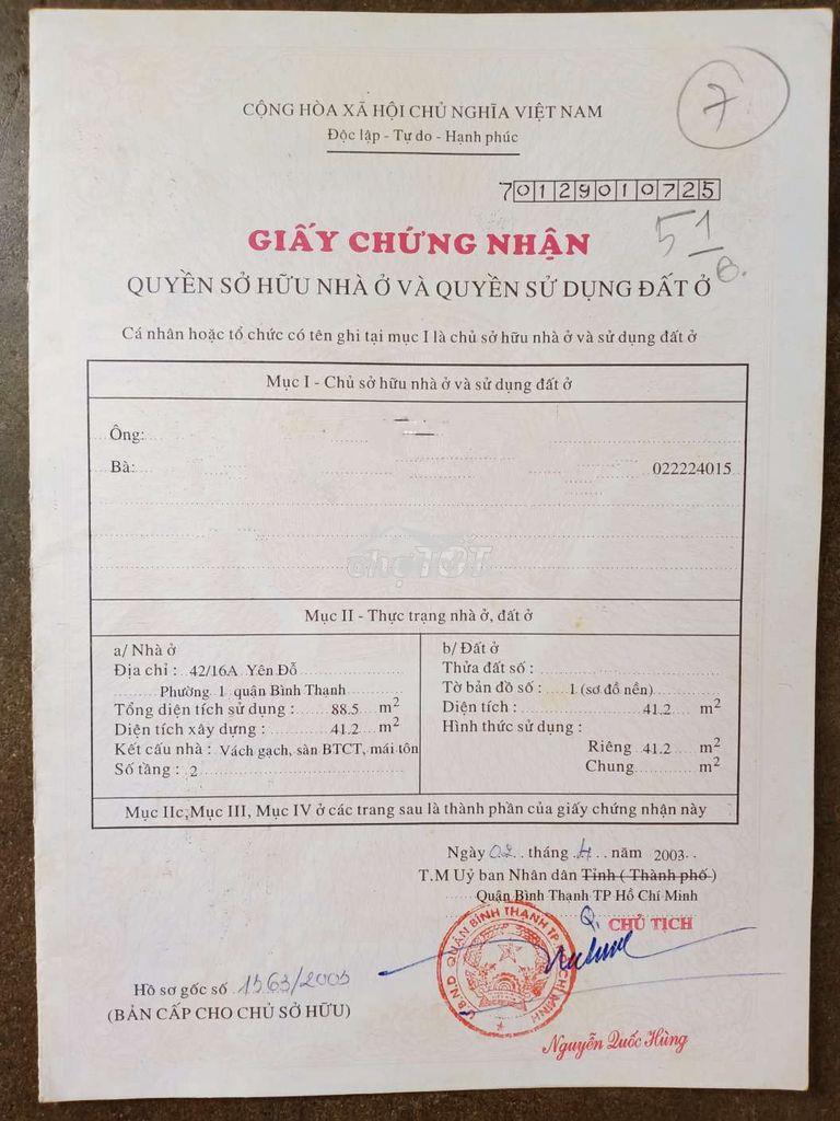 Bán nhà cũ sổ hồng riêng,hẻm xe hơi 42 yên đỗ,bà chiểu. - 3