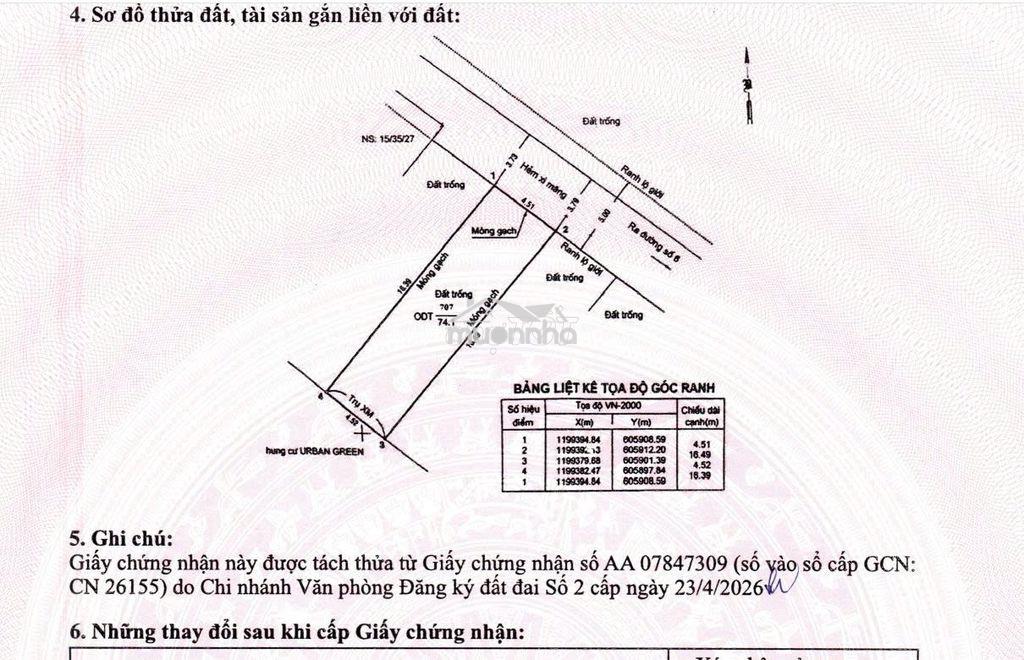 Tôi chủ bán lô đất ngay vạn phúc - sát chung cư urban dt 73m²(4,5x16m) - 2