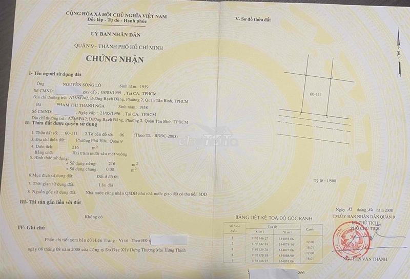 Chính chủ bán đất lô  e13 khu mẫu giáo trung ương – phường phú hữu, qu