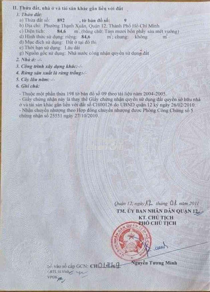 Còn sót 1 lô *** đất thổ cư -phường thạnh xuân-q12 -tphcm - 4