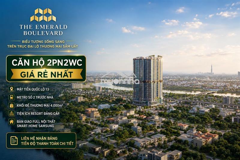 Căn hộ the emerald boulevard 2pn2wc full nội thất, trả góp 30%/1.5 năm