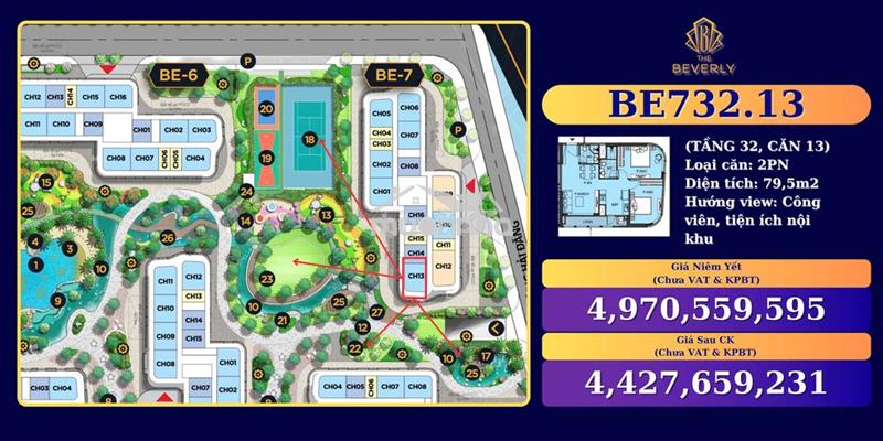 Bán căn hộ 2pn be7 beverly cao cấp giá chỉ  hơn 4 tỷ. hàng cdt