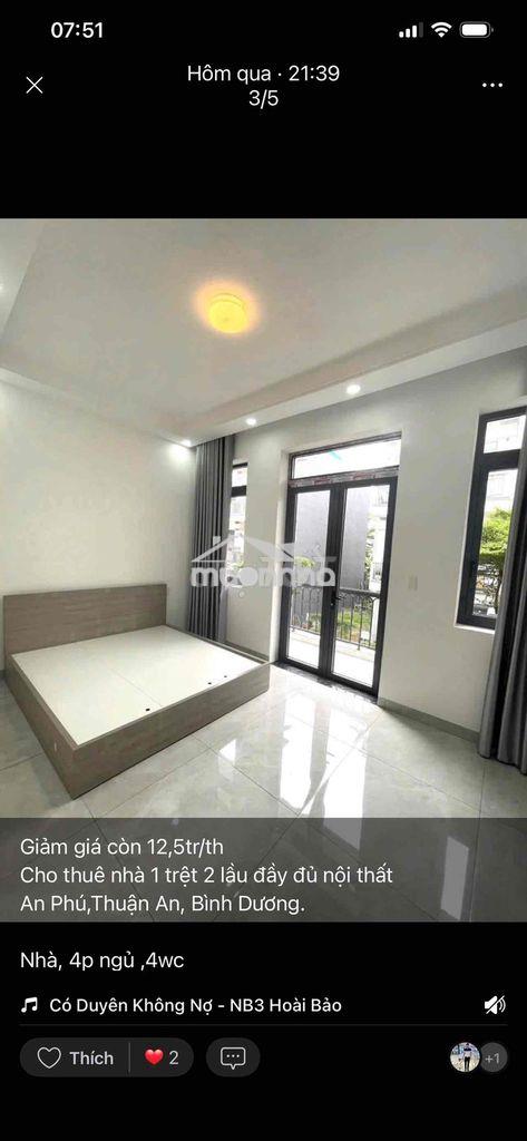 Nhà 1 trệt 2 lầu an phú, đầy đủ nội thất,4p ngủ,đường 7m - 3