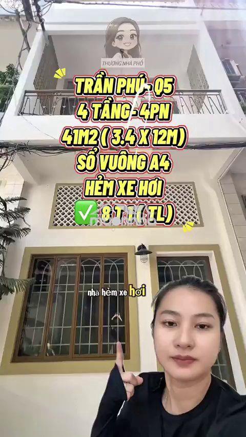 Nhà hẻm xe hơi trần phú, q5, 4pn, 8.1 tỷ