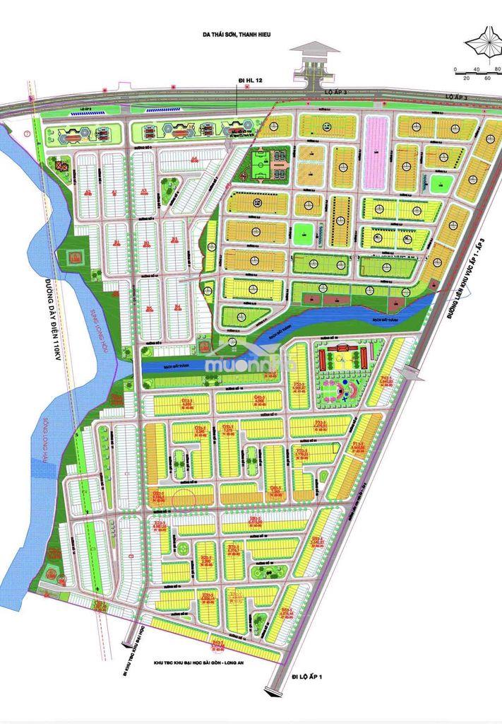 Kdc thái sơn long an *** 1 nền sổ sẵn 100m2 giá 1 tỷ 870