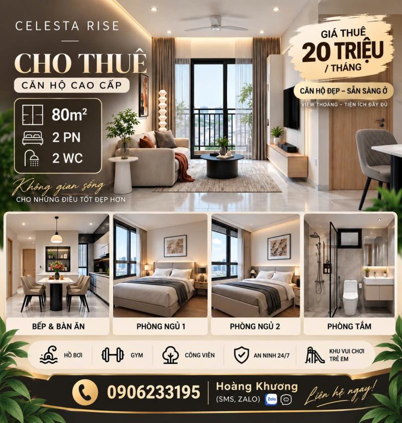 Tổng hợp nhiều căn hộ celesta rise, cho thuê gía cực tốt - lh : 0906233*** 