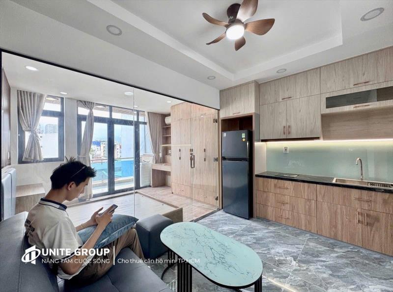 1pn vách kính ban công siêu to quận 7, full nội thất, máy giặt riêng, không gian rộng thoáng gần ufm tdtu rmit - Ảnh 4