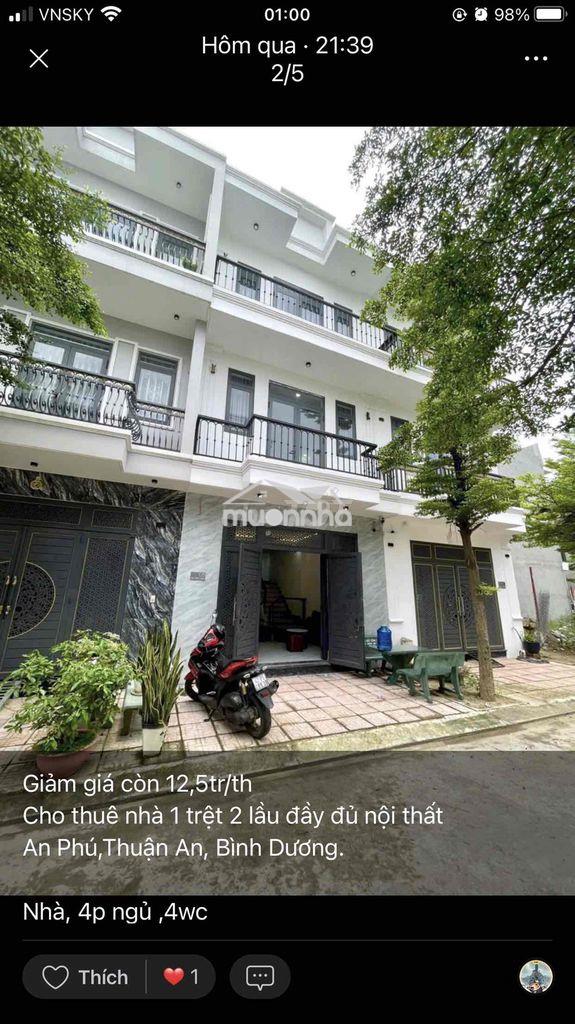 Nhà 1 trệt 2 lầu đầy đủ nội thất an phú,đầy đủ nội thất, 4p ngủ,