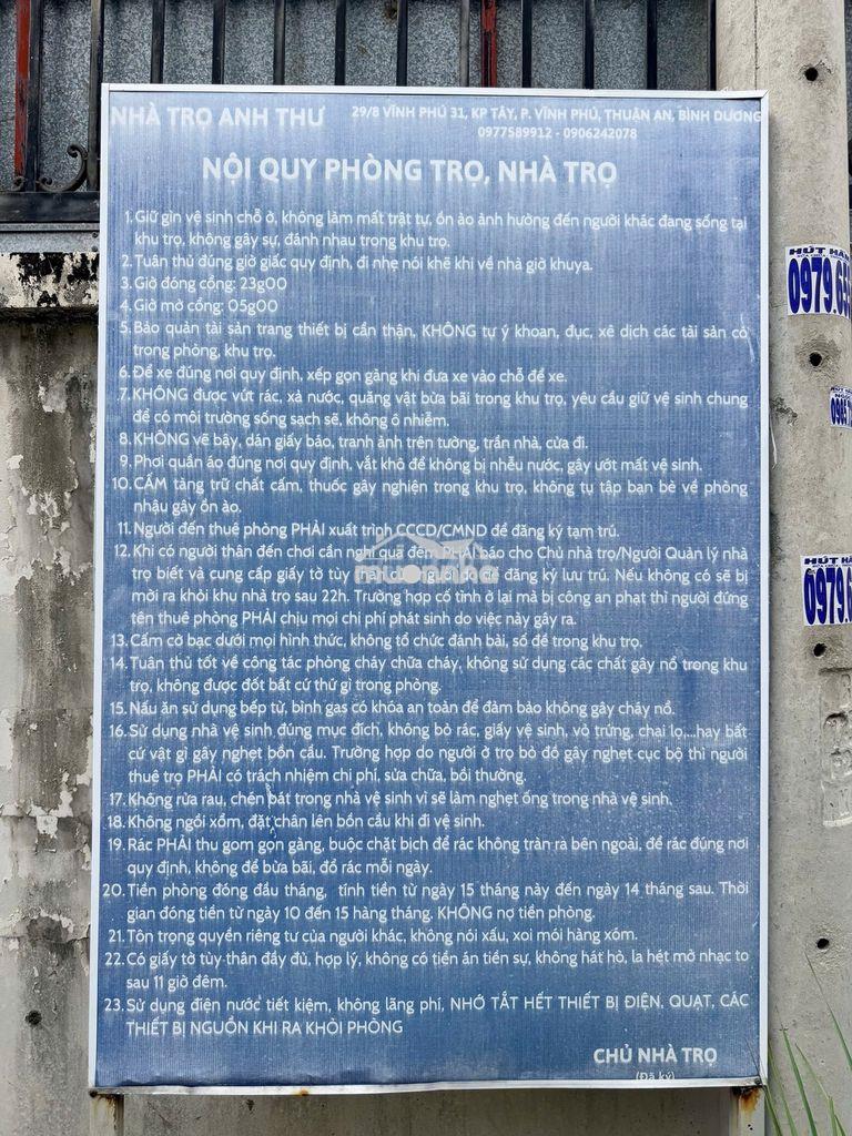 Cho thuê nhà trọ anh thư – vĩnh phú, thuận an - 4