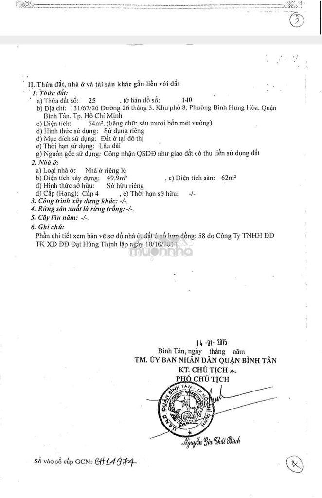 Ngân hàng thanh lý tài sản: nhà đất tại phường bình hưng hoà, bình tân